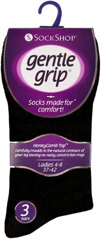 6 Pairs Women's Gentle Grip Plain Black Socks 6-10.5 Us GG67 in Saudi Arabia