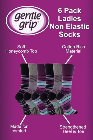 6 Pairs Women's Gentle Grip Plain Black Socks 6-10.5 Us GG67 in Saudi Arabia