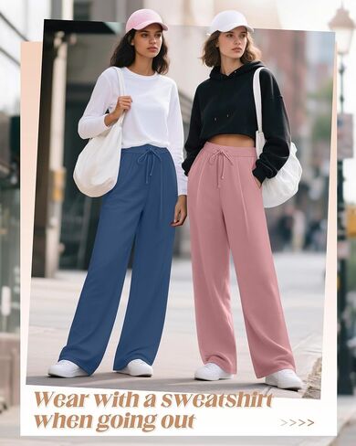 3 Pack Women's Wide Leg Lounge Pants, Loose Drawstring Yoga Sweatpants with Pockets Casual Cozy Pajama Jogger Pants in Saudi Arabia
