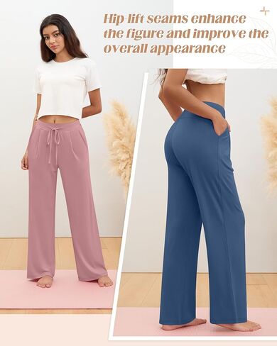 3 Pack Women's Wide Leg Lounge Pants, Loose Drawstring Yoga Sweatpants with Pockets Casual Cozy Pajama Jogger Pants in Saudi Arabia