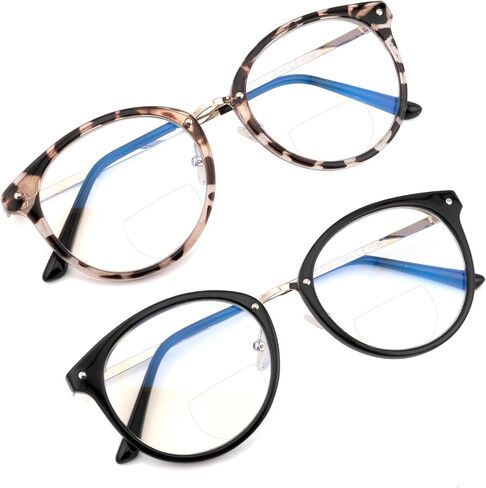 Round Bifocal Progressive Multifocal Reading Glasses for Women Men Fashion Multifocus Readers Anti Blue Light in Kuwait