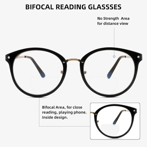 Round Bifocal Progressive Multifocal Reading Glasses for Women Men Fashion Multifocus Readers Anti Blue Light in Kuwait