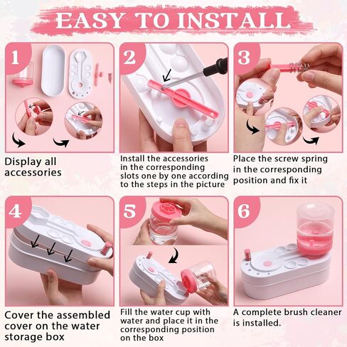 Painting Station Paint Brush Cleaner 20X16in Silicone Painting Mat with Cup and Paint Holder 10 Paint Brushes Children's Painting Set Art Painting Supplies for Kids Birthday Gifts DIY Creations (Pink) in Saudi Arabia