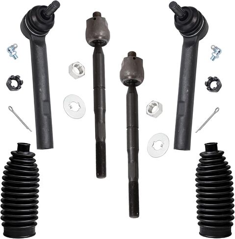 Detroit Axle-أمامي 6pc Tie Rods for 2004-2007 Toyota Highlander Lexus RX330 2007-2009 RX350 ، 4 TIE ROD ENDS 2 BOOTS 2004 2005 2007 2008 2008 BLISTION in Saudi Arabia