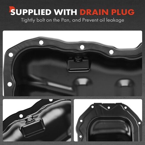 A-Premium Engine Oil Pan Sump with Drain Plug Compatible with Mazda 3 2012 2013, 2.0L, Replaces PE0710400A in Saudi Arabia
