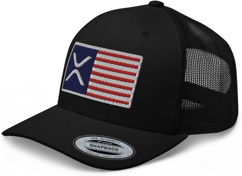 XRP USA Flag Presidered Bill Bill Trucker HAT MID CROWN COMPLE REPPLE CLEPTO CAP in Kuwait