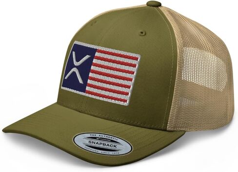 XRP USA Flag Presidered Bill Bill Trucker HAT MID CROWN COMPLE REPPLE CLEPTO CAP in Kuwait