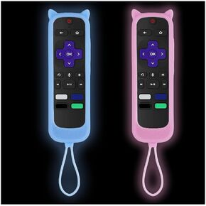 غطاء 3 قطع لجهاز التحكم عن بعد Onn Roku مع تصميم آذان القطط يتوهج في الظلام، غطاء جهاز التحكم عن بعد متوافق مع عصا التبخير السريعة Hisense TCL Roku TV in Kuwait