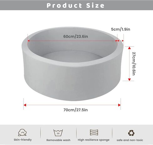 حفرة كرة رغوة صغيرة للذاكرة للأطفال ، حفرة كرة مستديرة للكرة الناعمة للعب الصغار (لا يتم تضمين الكرات) in Kuwait