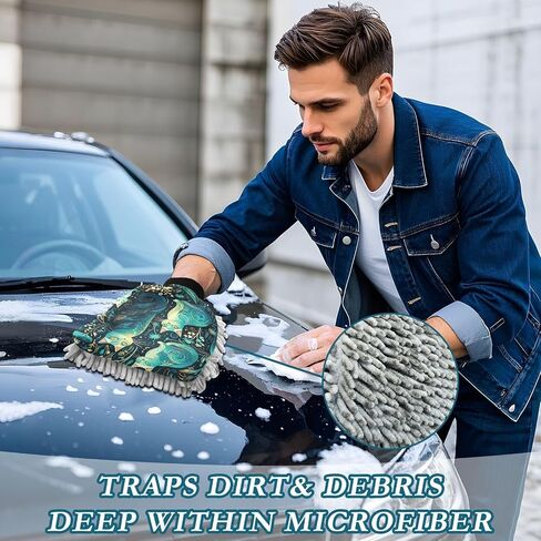 Absorbent Microfiber Car Wash Drying Mitts, 2 Pack, Scratch-Free & Lint-Free, Rich Foam, Highly Absorbent, Double Sided, Wash Mitt Perfect for Car Washing, M, Cat (37) in Saudi Arabia