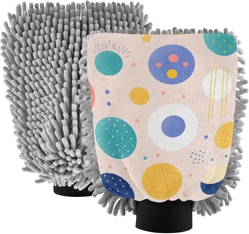 Absorbent Microfiber Car Wash Drying Mitts, 2 Pack, Scratch-Free & Lint-Free, Rich Foam, Highly Absorbent, Double Sided, Wash Mitt Perfect for Car Washing, L, Cute Illustration Sun in Saudi Arabia