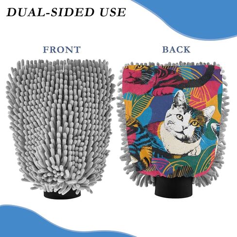Absorbent Microfiber Car Wash Drying Mitts, 2 Pack, Scratch-Free & Lint-Free, Rich Foam, Highly Absorbent, Double Sided, Wash Mitt Perfect for Car Washing, L, Cat (14) in Saudi Arabia