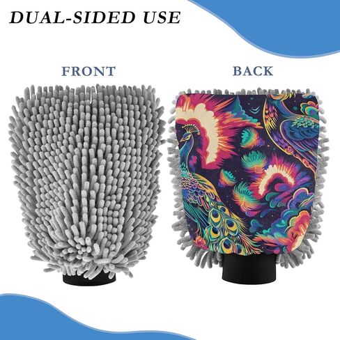 Absorbent Microfiber Car Wash Drying Mitts, 2 Pack, Scratch-Free & Lint-Free, Rich Foam, Highly Absorbent, Double Sided, Wash Mitt Perfect for Car Washing, M, Peacock (5) in Saudi Arabia
