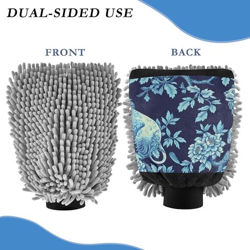 Absorbent Microfiber Car Wash Drying Mitts, 2 Pack, Scratch-Free & Lint-Free, Rich Foam, Highly Absorbent, Double Sided, Wash Mitt Perfect for Car Washing, L, Lion (4) in Saudi Arabia