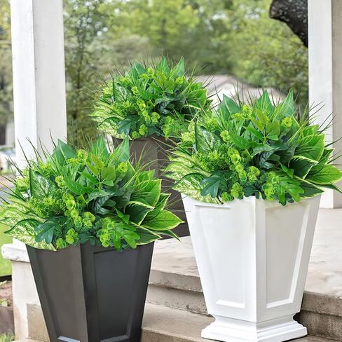Dremisland 18 Bundles Artificial Plants Outdoor UV Resistant Faux Plants Artificial Boxwood Onion Plastic Greenery Stems Fake Shrubs for Porch Planter Window Box Patio Garden Home Decor in Saudi Arabia