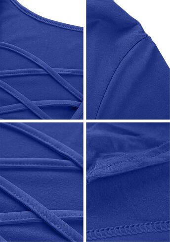 YMING Womens Criss Cross Bodycon Dress Sexy Solid Color Club Dresses Long Sleeve Party Midi Dress in Kuwait