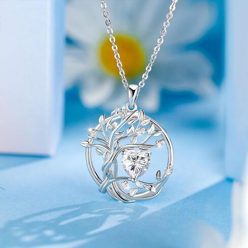 قلادة S925 للنساء ، مجوهرات شجرة الحياة ، قلادة من الحجر الفضي الفضي للنساء ، هدايا للزوجة ، الأم ، الابنة ، الذكرى عيد ميلاد عيد الحب عيد الحب in Kuwait