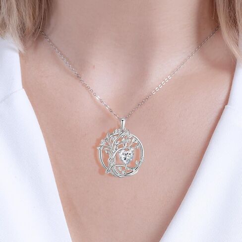 قلادة S925 للنساء ، مجوهرات شجرة الحياة ، قلادة من الحجر الفضي الفضي للنساء ، هدايا للزوجة ، الأم ، الابنة ، الذكرى عيد ميلاد عيد الحب عيد الحب in Kuwait