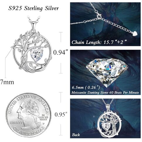 قلادة S925 للنساء ، مجوهرات شجرة الحياة ، قلادة من الحجر الفضي الفضي للنساء ، هدايا للزوجة ، الأم ، الابنة ، الذكرى عيد ميلاد عيد الحب عيد الحب in Kuwait