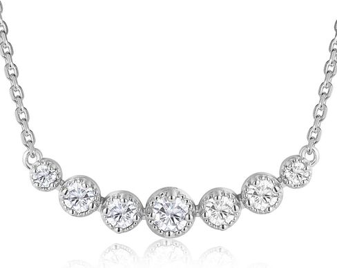 Moissanite/Sapphire/Ruby/Emerald Pendant Necklace for Women, Flower Bar/Curved Bar Design, Solid 925 Sterling Silver, 16"/18"/20" Adjustable, Anniversary Birthday Christmas Jewelry in Saudi Arabia