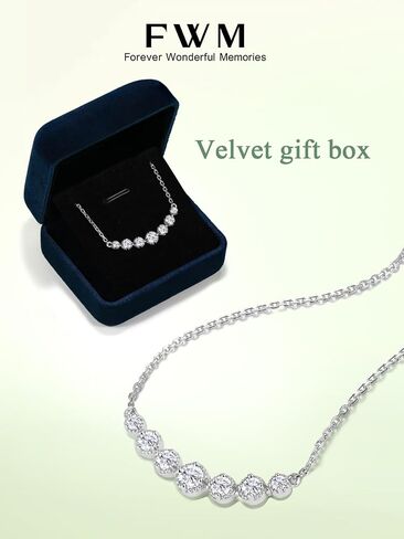 Moissanite/Sapphire/Ruby/Emerald Pendant Necklace for Women, Flower Bar/Curved Bar Design, Solid 925 Sterling Silver, 16"/18"/20" Adjustable, Anniversary Birthday Christmas Jewelry in Saudi Arabia