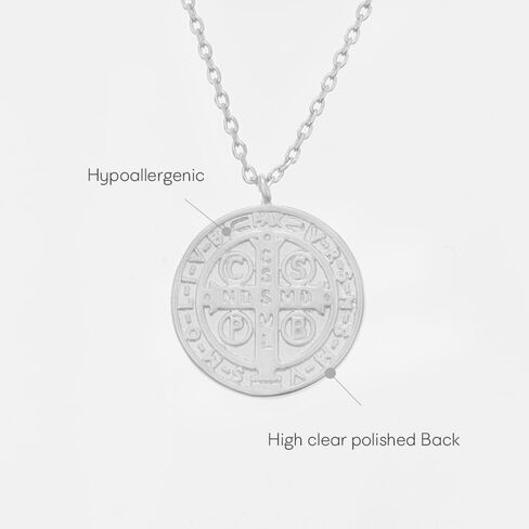 MUSTHAVE ST. Benedict Coin 18K Gold Plated Necklace With Message Card, Yellow and White Color, Anchor Chain, Best Gift Necklace, Size 16 inch + 2 inch Extender, Pendant in Saudi Arabia