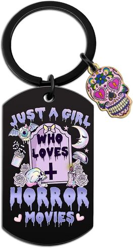 Horror Movie Lover Gifts Merchandise for Women Girls Day of The Dead Decorations Fun Sugar Skull Keychain Decor in Saudi Arabia