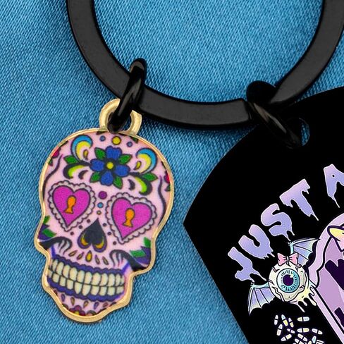 Horror Movie Lover Gifts Merchandise for Women Girls Day of The Dead Decorations Fun Sugar Skull Keychain Decor in Saudi Arabia