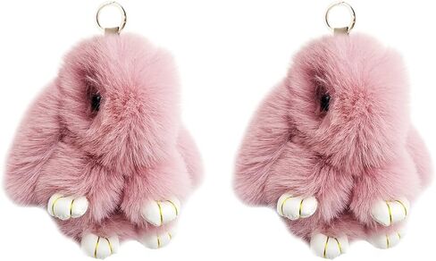 jtkdxqs 2 Pieces Soft Cute Keychains Artificial Rabbit Plush Fluffy Keyring Accessories for Women in Kuwait