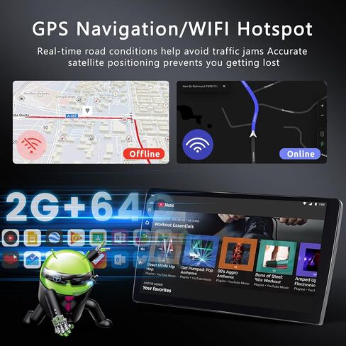 [2G 64G ] ستيريو سيارة Android لسيارة Toyota Tundra 2007-2013 Sequoia 2008-2019 مع Carplay Android Auto، شاشة لمس 10.1 بوصة راديو السيارة بلوتوث GPS واي فاي كاميرا FM مشغل السيارة in Kuwait