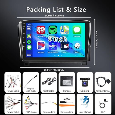 [2G 64G ] ستيريو سيارة Android لسيارة Toyota Tundra 2007-2013 Sequoia 2008-2019 مع Carplay Android Auto، شاشة لمس 10.1 بوصة راديو السيارة بلوتوث GPS واي فاي كاميرا FM مشغل السيارة in Kuwait
