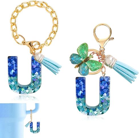 رسائل Ruqizhi الأولي 2pcs سلسلة مفاتيح لطيفة سحر السحر مع شرابة الفراشة لكوب مع مقبض للنساء الفتيات in Kuwait