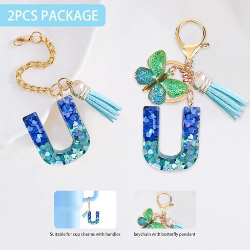 رسائل Ruqizhi الأولي 2pcs سلسلة مفاتيح لطيفة سحر السحر مع شرابة الفراشة لكوب مع مقبض للنساء الفتيات in Kuwait