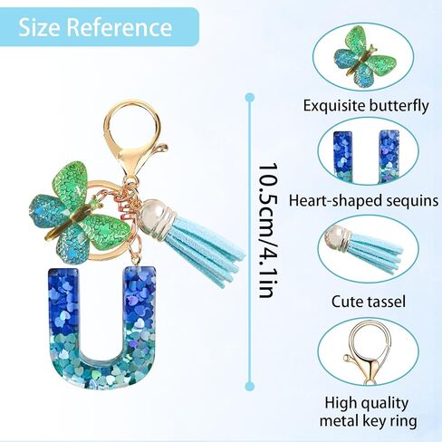 رسائل Ruqizhi الأولي 2pcs سلسلة مفاتيح لطيفة سحر السحر مع شرابة الفراشة لكوب مع مقبض للنساء الفتيات in Kuwait