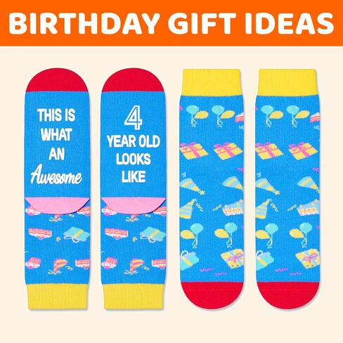 Zmart 4th Birthday Gift Ideas Socks - 4 Year Old Birthday Gifts for Girl Boy, 4th Birthday Gifts for Kid in Saudi Arabia