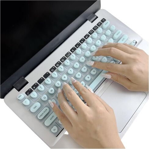 3D Ergonomic Silicone Keyboard Cover for Long Nails - Fashionable, Water-Resistant & Reusable Film, Perfect for Typing, Gaming & Protecting Nail Art on Laptops & MacBooks (White, Circular) in Saudi Arabia