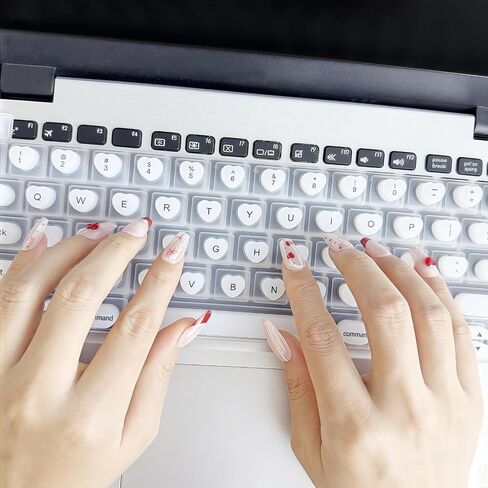 3D Ergonomic Silicone Keyboard Cover for Long Nails - Fashionable, Water-Resistant & Reusable Film, Perfect for Typing, Gaming & Protecting Nail Art on Laptops & MacBooks (White, Circular) in Saudi Arabia