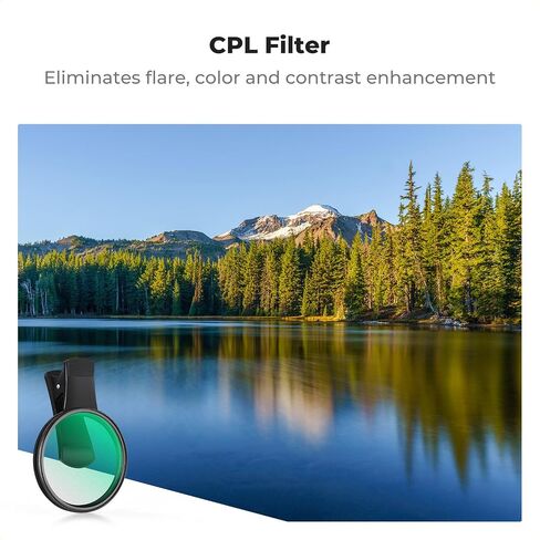 K&F Concept 67mm Clip-on Black Diffusion 1/8 Phone Camera Lens Filter Kit, Mist Cinematic Effect Filter Compatible with iPhone 16 15 14 13 12 11, for Video/Vlog/Portrait Photography in Saudi Arabia