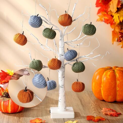 12 Pcs Mini Knit Pumpkins Fall Pumpkin Ornaments Thanksgiving Small Fall Crochet Ornaments Decorative for Autumn Rustic Farmhouse Harvest Decoration (Mini Autumn Set) in Saudi Arabia