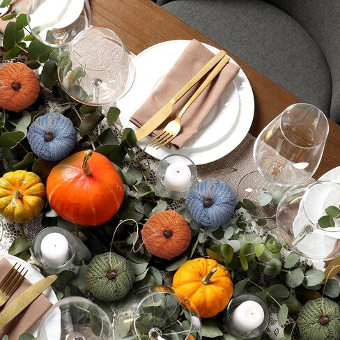 12 Pcs Mini Knit Pumpkins Fall Pumpkin Ornaments Thanksgiving Small Fall Crochet Ornaments Decorative for Autumn Rustic Farmhouse Harvest Decoration (Mini Autumn Set) in Saudi Arabia