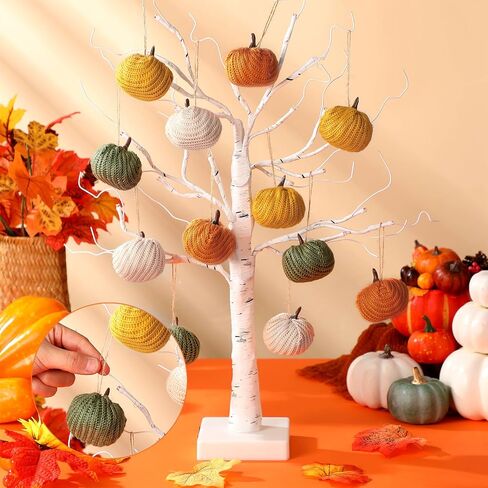 12 Pcs Mini Knit Pumpkins Fall Pumpkin Ornaments Thanksgiving Small Fall Crochet Ornaments Decorative for Autumn Rustic Farmhouse Harvest Decoration (Mini Autumn Set) in Saudi Arabia