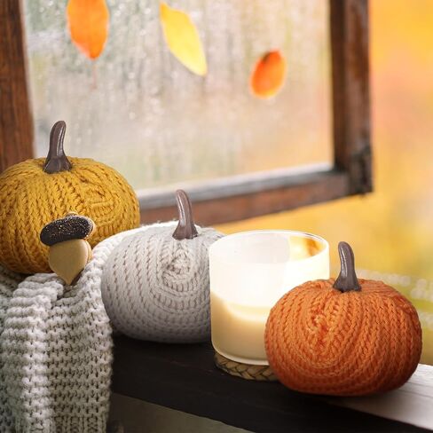 12 Pcs Mini Knit Pumpkins Fall Pumpkin Ornaments Thanksgiving Small Fall Crochet Ornaments Decorative for Autumn Rustic Farmhouse Harvest Decoration (Mini Autumn Set) in Saudi Arabia