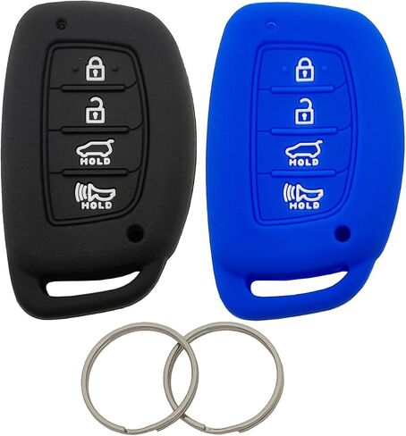 مفتاح حامي السيليكون مفتاح تغطية FOB ملاءمة لهيونداي سوناتا Elantra Tucson مفتاح الإدخال بدون مفتاح FOB (لا يناسب مفتاح الوجه) (Black2) in Saudi Arabia