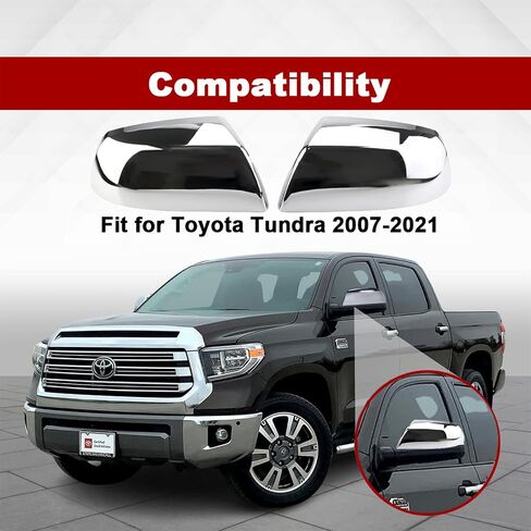 Front Half Mirror Cap Cover For Toyota Tundra Sequoia 2007-2021 Replace 87915-0C040, 87945-0C020, Driver & Passenger Side Mirror Cap Cover.(Chrome) in Kuwait