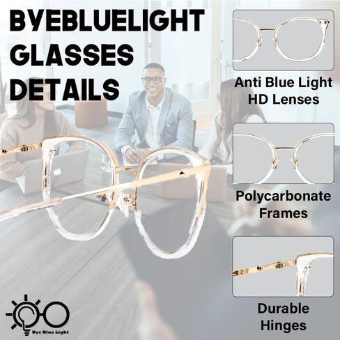 Manhattan Blue Light Blocking Glasses - Stylish Anti-Glare Eyewear with HD Resin Lenses for Eye Strain Relief, Perfect for eSports and Gaming, Unisex in Saudi Arabia