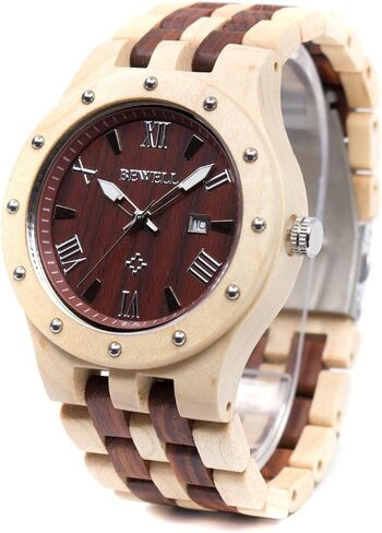 الساعات الخشبية للرجال Bewell Men Wooden Handmade Distric in Kuwait