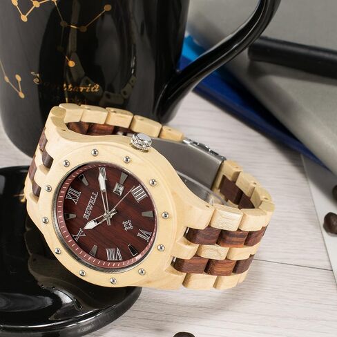 الساعات الخشبية للرجال Bewell Men Wooden Handmade Distric in Kuwait