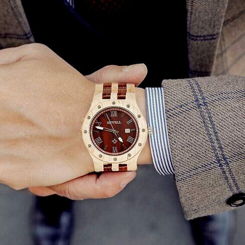 الساعات الخشبية للرجال Bewell Men Wooden Handmade Distric in Kuwait