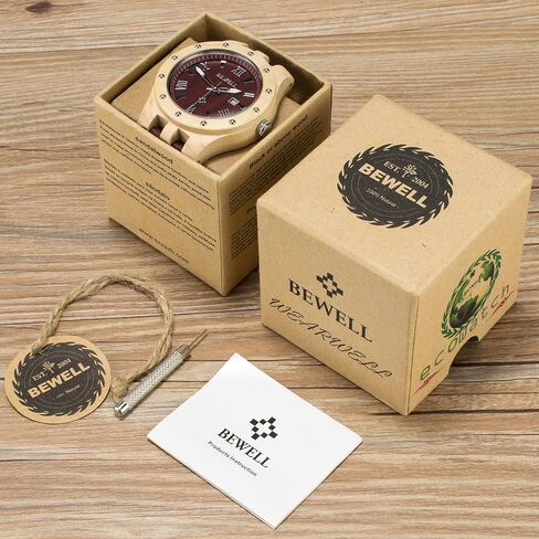 الساعات الخشبية للرجال Bewell Men Wooden Handmade Distric in Kuwait