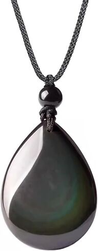 Apache's Tears Obsidian Water Drop Pendant Silent Guarding Mens Energy Necklace in Saudi Arabia